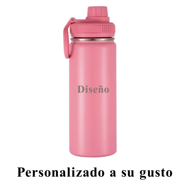 Botella térmica rosada acero inox. con tapa multiusos 32 onz