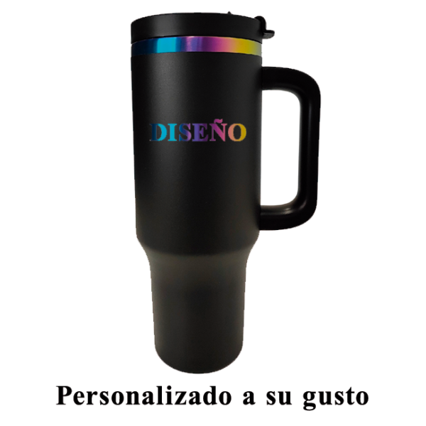 Tumbler térmico negro tornasol-acero inox. 40 onzas