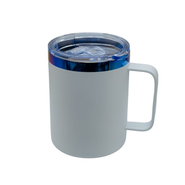 Taza térmica con agarradera acero inox. 12 oz blanco tornasol - Image 2