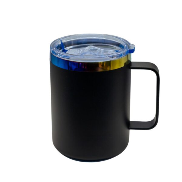 Taza térmica con agarradera acero inox. 12 oz negra tornasol - Image 2