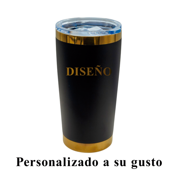 Tumbler térmico acero inox. 20 oz negro dorado