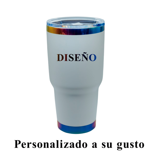 Tumbler térmico acero inox. 30 oz blanco tornasol