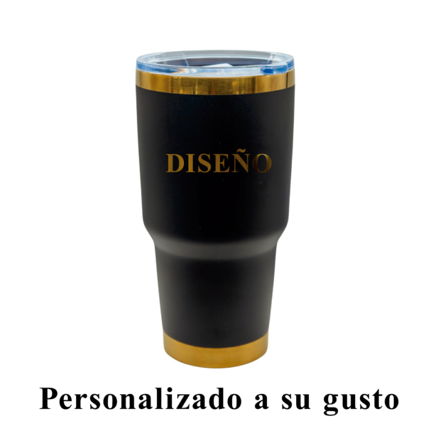 Tumbler térmico acero inox. 30 oz negro dorado